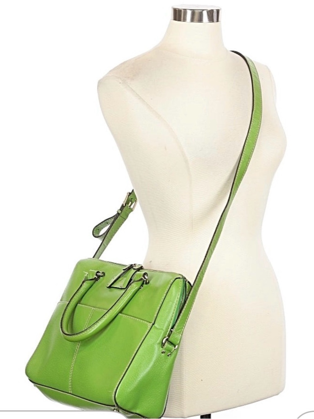 ♠️KATE SPADE♠️ Bright Green Leather Satchel Bag W/ Adjustable Crossbody Strap